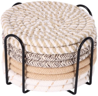 BlingBin Getränkeuntersetzer 8 Stk Untersetzer Getränke, Glasuntersetzer Rund für Gläser mit Halter, Zubehör für Getränke Tassen Glas Coasters, 1er Set, 8-tlg, rutschfest Tassenuntersetzer Abwaschbar Verschleißfest Tasse Matten