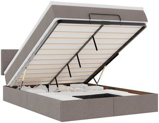 vidaXL Ottomanische Bett mit Matratze & LEDs Taupe 140x190 cm Stoff 3312226