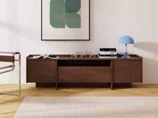 Beautysofa TV-Schrank JUNI mit 3 Türen und offener Ablage (Push-to-Open-Funktion, im Japandi-Stil)