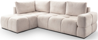 Selsey 'Taremi' Ecksofa mit Chenillebezug, Schlaffunktion und Stauraum, Hellbeige, beidseitig