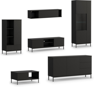 AX LIVING Möbel für Wohnzimmer Queba 2 – Stilvolles Modern in Schwarz