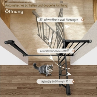 Comomy Treppenschutzgitter, Babygitter 75–103 cm mit Katzenklappe, Kinderschutz & Haustiergitter