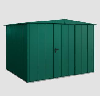Hörmann Ecostar Metall-Gerätehaus Elegant mit Satteldach Typ 3, 238x303 cm , moosgrün, 7,2 m²,1-flüglige Tür