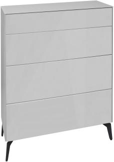 Kommode Elfi 82x42x104 Hochglanz Kreidegrau/Glas Kreidegrau 14797-mf