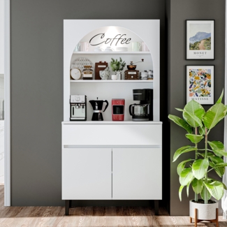 Roomart Küchenschrank VENEDIK 90×179×42 cm – Buffet- & Mehrzweckschrank mit Schublade und Türen • Weiß