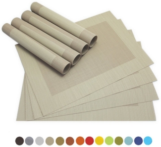 matches21 HOME & HOBBY Platzset Tischsets BORDA 8er Set Beige als Tischuntersetzer, (8-St), Abwaschbare Platzsets als Tischunterlagen für Ess-Tisch Tisch-Deko