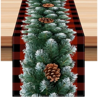 LAPAPRO Tischläufer Weihnachtlicher Leinen Tischläufer Druck, Festliche Tischdekoration