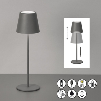 easy! BY FHL Außen-Tischleuchte Viletto, Dimmfunktion, USB-Ladefunktion, LED fest integriert, Warmweiß, lange Leuchtdauer