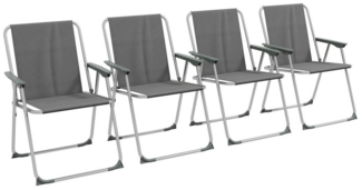 MC Star Klappstuhl 4er Set klappbar Gartenstuhl mit Rückenlehne Armlehne Campingstuhl (für Garten Balkon Oxford Grau 53 x 54 x 76 cm, 4 St)