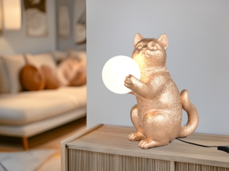 Besondere Tischleuchte GATIO Katzenlampe Gold, Höhe 30cm