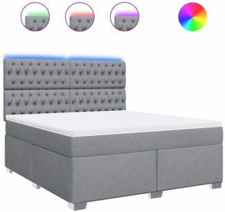 vidaXL Boxspringbett mit Matratze Hellgrau 180x200 cm Stoff 3292874