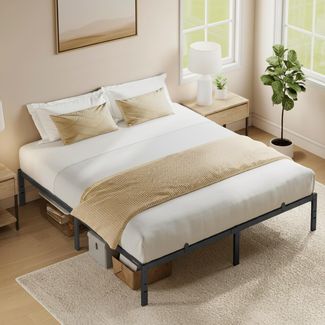 VASAGLE Doppelbettgestell, Bett, 180x200 cm, Metallbett, Bettrahmen, Unterbettaufbewahrung, modern, Gästebett, einfacher Aufbau, tintenschwarz RMB030BD01