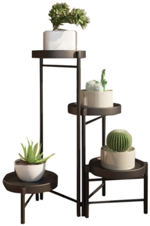 GarveeMore Blumenständer Neu Metall-Pflanzenständer Zusammenklappbares mehrstufiges Blumenregal, Kleine Topfpflanzen-Treppe Display-Regal Mit abnehmbaren Tabletts