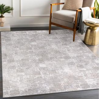 Carpetilla Designteppich Designer Wohnzimmer Teppich abstrakte Musterung Grau-Cream, Rechteckig, Wohnzimmer