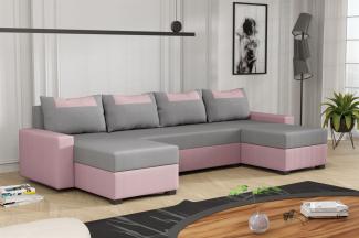 Wohnlandschaft Schlafsofa Sofa HEDVIG Stoff Manila Rose- Hellgrau