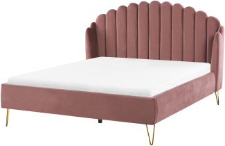 Bett mit Lattenrost AMBILLOU 160 x 200 cm Samtstoff Rosa