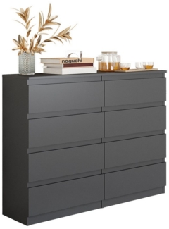 Furnica Kommode 8 Schubladen, Sideboard, Schubladenschrank Breite 120cm Höhe 92cm