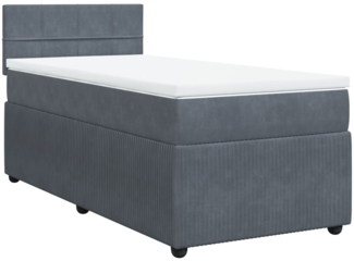 vidaXL Boxspringbett mit Matratze Dunkelgrau 80x200 cm Samt 3287591