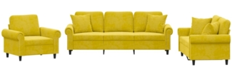 vidaXL 3-tlg. Sofagarnitur mit Kissen Gelb Samt 3202196
