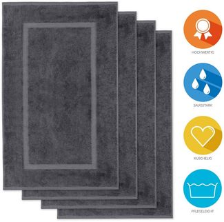 Lavea Badematte 4er Set Badeteppiche Elena Frottee 50x80 cm Badvorleger, 100% Baumwolle, 500 g/m² Frottier, weich & saugstark, pflegeleicht