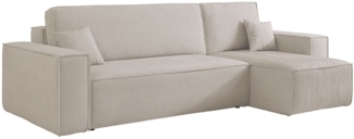 Selsey 'Scarlo L' Ecksofa mit Schlaffunktion, Cordbezug in Hellbeige, 83 x 244 x 145 cm