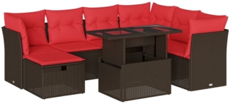 vidaXL 8-teiliges Gartensofa-Set mit Kissen, braun, Polyrattan 3274684