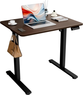 Elektrischer Höhenverstellbarer Schreibtisch 80x60cm Walnuss-Schwarz