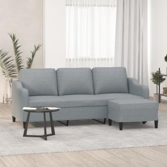 vidaXL 3-Sitzer-Sofa mit Hocker Hellgrau 180 cm Stoff 3201135