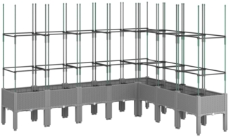 vidaXL Pflanzkübel mit Rankgitter Hellgrau 200x160x142,5 cm PP 367972