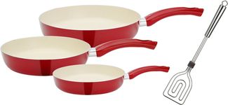 GSW Pfannen-Set CERAMICA beige, Aluminium (Set, 4-tlg, 1x Bratpfanne Ø 20 cm, 1x Bratpfanne Ø 24 cm, 1x Bratpfanne Ø 28 cm), Induktion