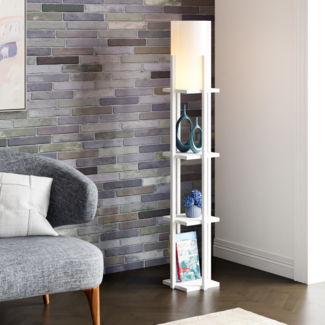 Stehlampe Stourbridge mit Ablagen Weiß [lux. pro]