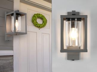 TRIO Leuchten LED Außen-Wandleuchte, Tageslichtsensor, LED wechselbar, warmweiß, Wandlaterne Anthrazit 33cm, Fassadenlampe Hauswand, Terrassenleuchten