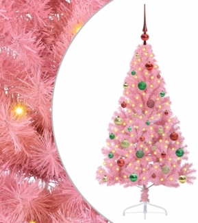 vidaXL Künstlicher vorbeleuchteter Weihnachtsbaum Rosa 150 cm PVC 3397071