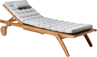 Sonnenliege mit Kissen CESANA PREMIUM Akazienholz Hellgrau