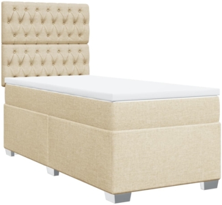 vidaXL Boxspringbett mit Matratze Creme 100x200 cm Stoff 3290411