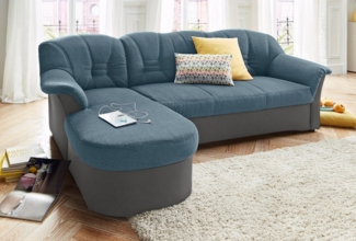 DOMO collection Ecksofa Elva, zeitlose Formensprache, elegante Rückensteppung, L-Form, wahlweise mit Bettfunktion und Federkern