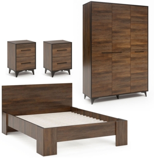 Schlafzimmer-Set "Frida" komplett 4-teilig Shirin Walnuss inkl. Lattenrost