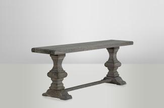 Casa Padrino Massivholz Konsole Eiche Grau 220 x 46 cm - Massiver Konsolentisch Rustikal