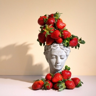 Viana Übertopf Pflanzkopf Büste antik Graublau Ø8cm H15cm Vintage Steinguss Deko