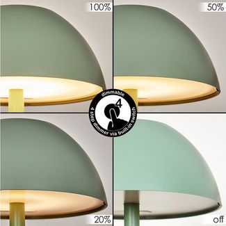 hofstein Tischleuchte Tischlampe aus Metall/Kunststoff in Grün/Weiß, dimmbare Tischleuchte mit Akku, Touchdimmer, Memoryfunktion, IP54