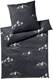 Elegante Mako Satin Bettwäsche Mountain Top 24548-9 graphit 135x200