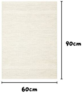 Wohnando Teppich MY-RUG Teppich Nordic Wool,90x60,Natur-Weiß aus Wolle&Baumwolle, rechteckig, Höhe: 0 mm, handgewebt, Natürliches Material, Boho-Stil, wendbar