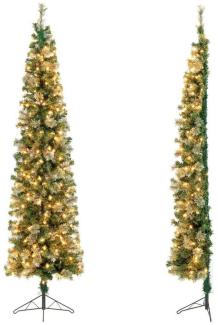 COSTWAY Künstlicher Weihnachtsbaum, 210cm Halber Tannenbaum mit 150 LEDs