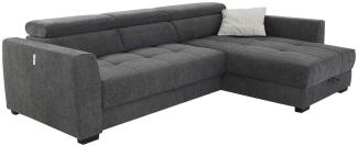 Jockenhöfer Gruppe Ecksofa SAN MARINO, Dunkelgrau, Webstoff, Bettkasten, Sitztiefenverstellung, Kopfteilverstellung, B 300 x T 196 cm