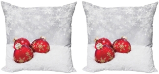 Abakuhaus Kissenbezüge Modern Accent Doppelseitiger Digitaldruck, (2 Stück), Weihnachten Kugeln auf Schneeflocke
