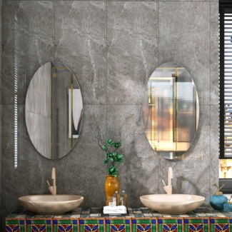 Wandspiegel mit MDF-Rahmen, horizontal oder vertikal montierbar, platzsparender Spiegel für Bad, Flur & Schlafzimmer