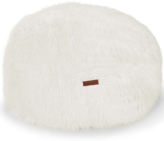 Green Bean® runder Sitzpouf Felloptik in 3 Farben - Sitzhocker mit Füllung - Maße 45 x 25 cm - perfekte Ergänzung zum Sitzsack - Sitzwürfel Sitzkissen Hocker Sitzhocker Creme