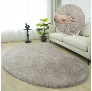 LeGer Home by Lena Gercke Hochflor-Teppich Halrum, einfarbig, besondere Form, modern, U-förmig, Höhe: 25 mm, organische Form, bean shape, kuschelig, Wohnzimmer, Schlafzimmer