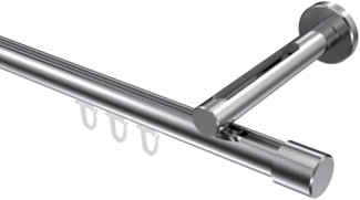 Innenlauf-Gardinenstangen-Set Siteno Santo 160 cm, 1-läufig, 20 mm Ø Chrom