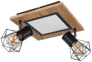 LED Deckenlampe, Holzoptik, Gitterspots schwenkbar, L 30 cm